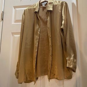 Vintage Gold Satin Oversized Blouse
